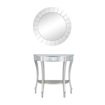 Set of 2 Glam Fir Console Tables with Mirror White - Olivia & May