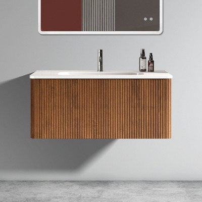 NicBex Floating Bathroom Vanity with Sink,Bathroom Sink Vanity with Drawer,24/30/36 inch Bathroom Sink Cabinet for Bathroom,Walnut/Oak/Black