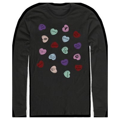 Men's Disney Villains Valentine's Day Candy Hearts Long Sleeve Shirt ...