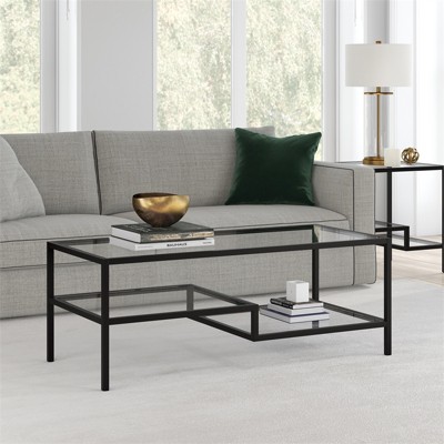 Blackened Bronze and Glass Two-Tier Coffee Table
