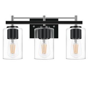 DAKAFUL Modern Bathroom Vanity Light, Vanity Fixture with Black+Gold/Silver Frame&Clear Glass Shade, Wall Light for Mirror, Bedroom, Bathtub Area - 1 of 4