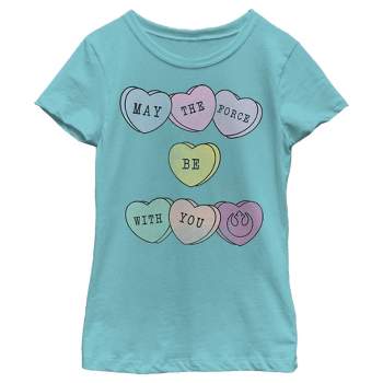 Girl's Star Wars Valentine's Day May Force Candy Heart T-Shirt