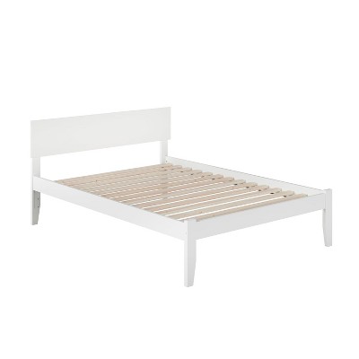 AFI Furnishings Orlando Full Platform Bed with Open Footboard and Turbo Charger in White