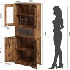 Tall Bathroom Cabinet, Freestanding Storage Cabinet with Glass Doors and Adjustable Shelves and Drawers, 67" Tall Cabinet for Kitchen, Pantry - 2 of 4