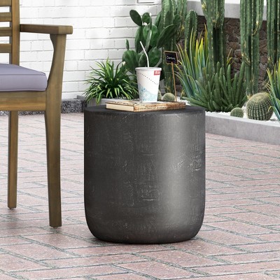 Maggift Patio End Tables Accent Side End Table for Outdoor and Indoor, Garden, Backyard Use, Special Design, Black, 15.5"*15.5"*17.75"