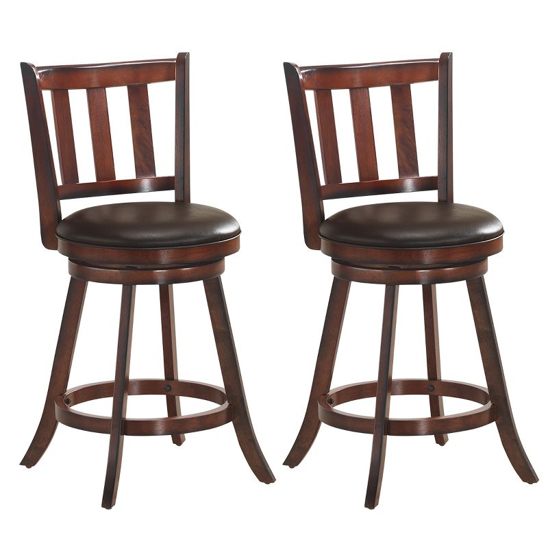 Tangkula 25" Swivel Bar Stool Padded Dining Kitchen Pub Bistro Chair Set of 2, 1 of 7