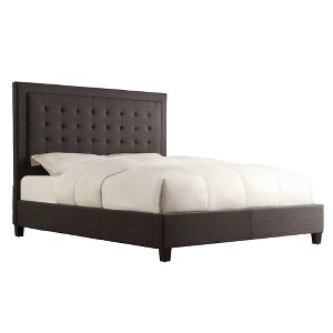Inspire Q Hudson Button Tufted Platform Bed with High Footboard - Charcoal (King), Grey