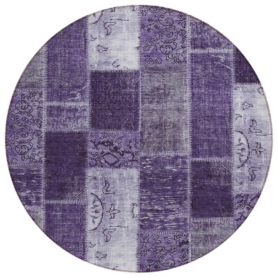 Purple Eggplant And Lavender Patchwork Washable Indoor Outdoor Area Rug
