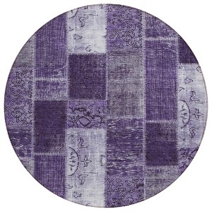 Purple Eggplant And Lavender Patchwork Washable Indoor Outdoor Area Rug - 1 of 4