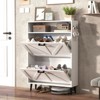 FONTOI Shoe Storage Cabinet with Flip Drawers&2 Side Hooks, Shoe Rack with Adjustable Shelves&Breathable Back Panel, Antique White, 9.37"*44.7"*31.5" - 2 of 4