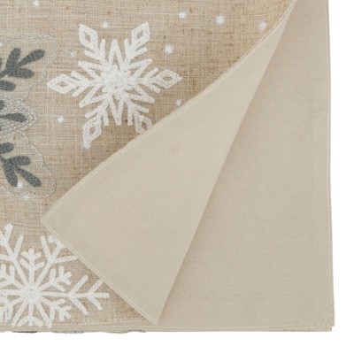 Beige Polyester Winter Snowflakes Table Runner