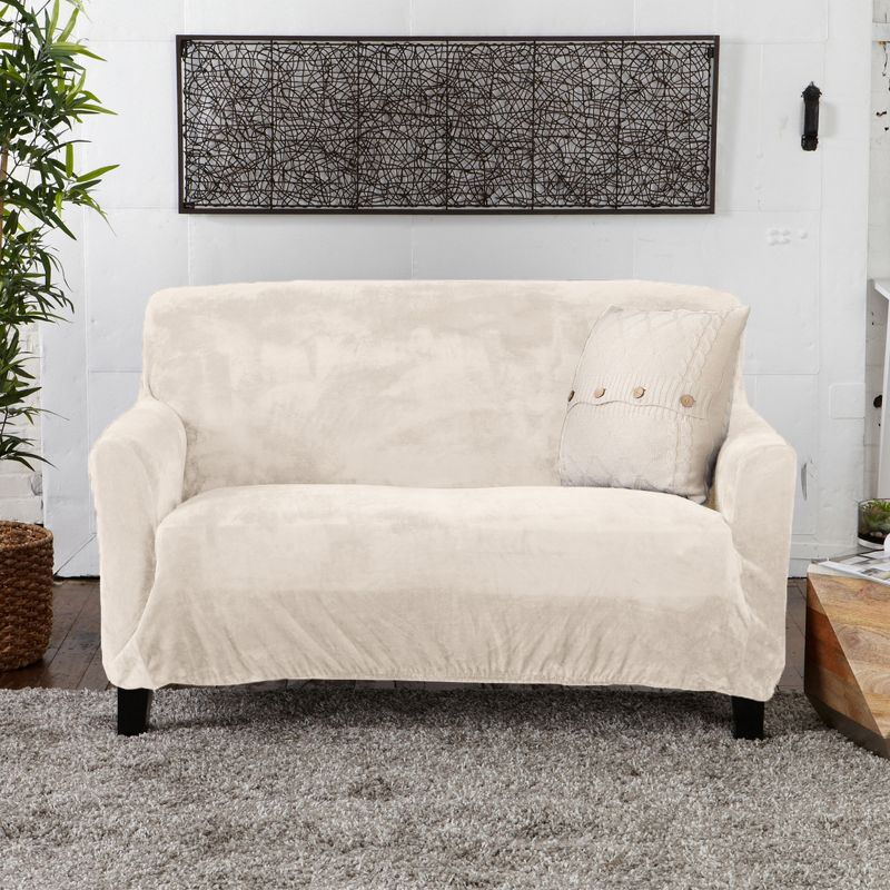 Great Bay Home Stretch Fit Velvet Love Seat Slipcover, 1 of 6