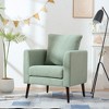 VYNXARIA Modern Accent Chair,Upholstered Armchair for Living Room,Mid Century Fabric Lounge Chair with Pillow(Light Green) - 2 of 4