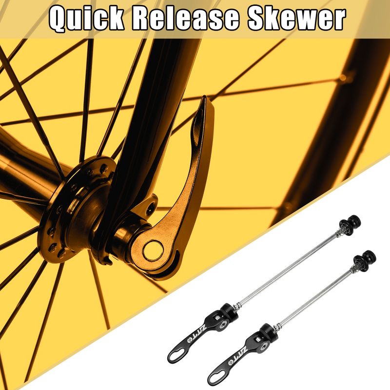 Unique Bargains Bicycle Quick Release Axles Skewers Lever Front Rear 5.91" 7.28" Black 2 Pcs, 2 of 7