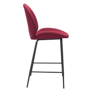HomeStock 26.2 in. H Red Finish High Back Wood Bar Stool with Faux ...