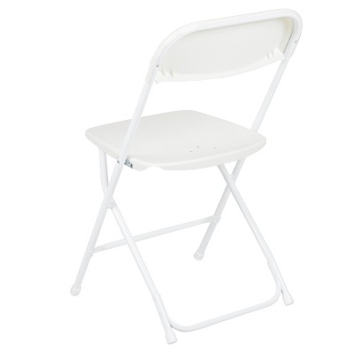 Set of 2 White Plastic Stackable Folding Chairs