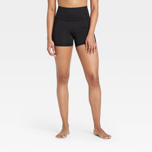 Women's Contour Power Waist High-Rise Shorts 4" - All in Motion™ Black - image 1 of 4