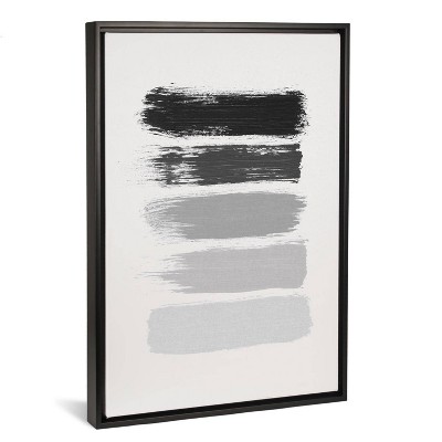 40" x 26" Black & White Stripes by Orara Studio Framed Canvas Print Black - iCanvas