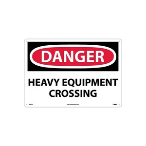 National Marker Danger Signs; Heavy Equipment Crossing 14X20 Rigid Plastic D471RC - 1 of 1