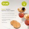 True Bamboo Glass Topper Appetizer Plates, Cup Covers, Wooden Wine Glass Covers, Cocktail Plates for Wine, Wine Accessories, Set of 4, Natural Wood - 2 of 4