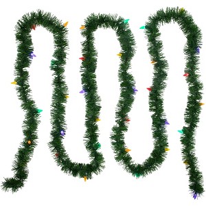 Northlight 18' x 3" Pre-Lit Pine Artificial Christmas Garland, Multicolor LED Faceted Lights - 1 of 4
