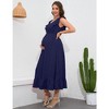 Maternity Dress Summer Ruffle Cap Sleeveless V Neck Maxi Dress Baby Shower Photoshoot - 3 of 4