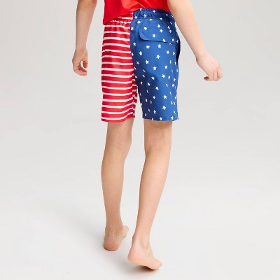 Детские купальники Cat & Jack Boys' Americana Flag Swim Trunks - Cat & Jack™ Blue/Red S — фото 2
