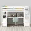Twin Loft Bed with Desk, Shelves, Drawers, and Storage Staircase, Solid Wood Frame in White, Space-Saving Kids Bed - 3 of 4
