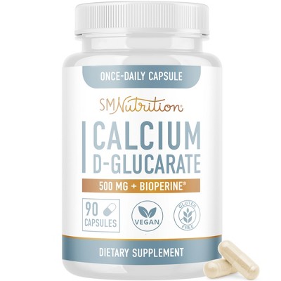 Calcium D-Glucarate Capsules, CDG for Liver Detox & Cleanse, Metabolism, Hormone Balance, & Menopause Support, SMNutrition, 90ct