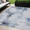 Navy Blue And Ivory Abstract Washable Indoor Outdoor Area Rug - 2 of 4