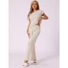 INSPIRE CHIC Women's Knit Matching Sweatsuits Tops and Wide Leg Pants 2 Piece Outfits Sets - 2 of 4