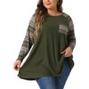 Agnes Orinda Women's Plus Size Long Sleeve Raglan Stripe Color Block Knit Blouses - 2 of 4
