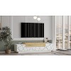 HomeStock Floyd TV Unit Stand White Felt - UV Print Entertainment Center Console 63 Inches with Storage Shelves & Doors - 2 of 4