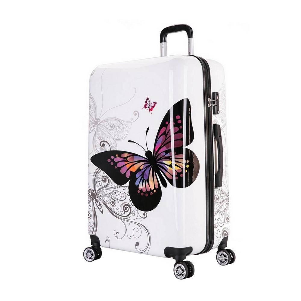Photos - Luggage InUSA Lightweight Hardside Large Checked Spinner Suitcase - Butterfly 