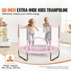 VEVOR 60" Kids Trampoline, 5FT Indoor Outdoor Trampoline with Safety Enclosure Net and Basketball Hoop, Toys for 3+ Years Children, Pink - 3 of 4