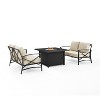 Kaplan 3pc Outdoor Conversation Set with Fire Table & 2 Loveseats - Oatmeal - Crosley - 3 of 4