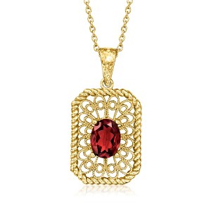 Ross-Simons 2.00 Carat Garnet Filigree Pendant Necklace in 18kt Gold Over Sterling Size 18 - 1 of 3