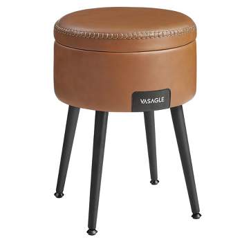 VASAGLE EKHO Collection Storage Ottoman Footstool Vanity Stool Chair Leather Ottoman with Storage Loads 330 lb for Bedroom Living Room