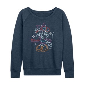 Women's - Disney - Minnie Mouse Lightweight French Terry Wide Neck Long Sleeve Shirt - 1 of 4