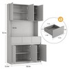 Kitchen Pantry Storage Cabinet, Tall Storage Cabinet with Doors and Shelves, Kitchen Storage Hutch with Microwave Stand and Charging Station - 3 of 4