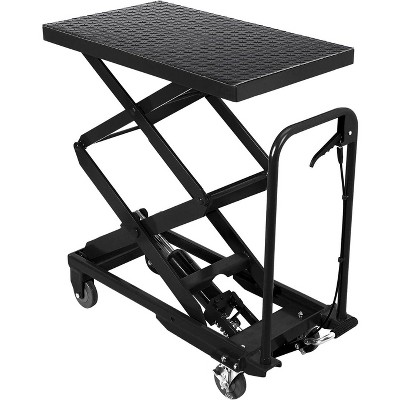 Hydraulic Lift Table, 500Lbs Capacity Lift Cart - 28.4" Height Manual Scissor Lift with Locking Wheels, Non-Slip Pad for Material Handling