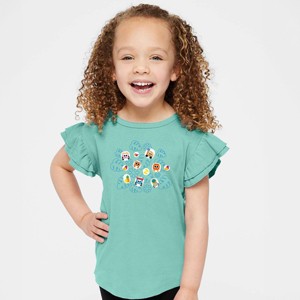 Leo the Truck Palm Leaves and Floral Outline - Flutter Sleeve Graphic T-Shirt - 1 of 4