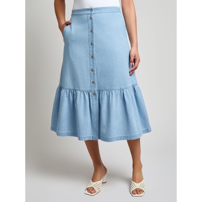 Jones New York Flounced Button Front Skirt