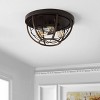 15.75" 3-Light Lyla Rustic Farmhouse Iron LED Flush Mount Wood Finished/Oil Rubbed Bronze - JONATHAN Y - image 3 of 4