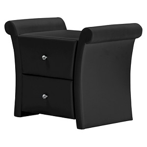 Victoria Matte Faux Leather Leather 2 Storage Drawers Nightstand Bedside Table - Black - Baxton Studio