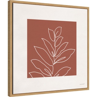 Rusty Red Abstract Botanical Canvas Wall Art 22 x 22 inches
