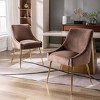 WestinTrends Upholstered Performance Velvet Accent Chair With Metal Leg (Set of 2) - 2 of 4