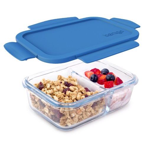 Bentgo 41oz Glass Leak-proof Lunch Box With Plastic Lid - Blue
