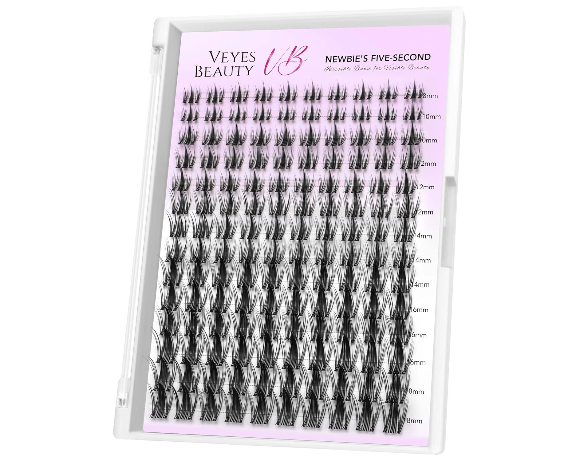 VEYESBEAUTY Manga Lash Clusters Eyelash Extensions Thin & Invisible Band DIY Individual False Eyelashes Wispy Lash Tray 8-18mm Mixed Length