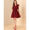Allegra K Women's Casual Ruffled Sleeve A-Line Vintage Gingham Check Dress - 3 of 4
